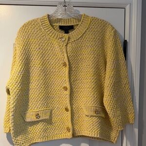 Zara Yellow Tweed Button-Up Cardigan